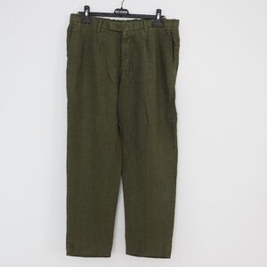 Boglioli Men's Italy 100% Linen Dark Green/Khaki Casual Pants Size US 34